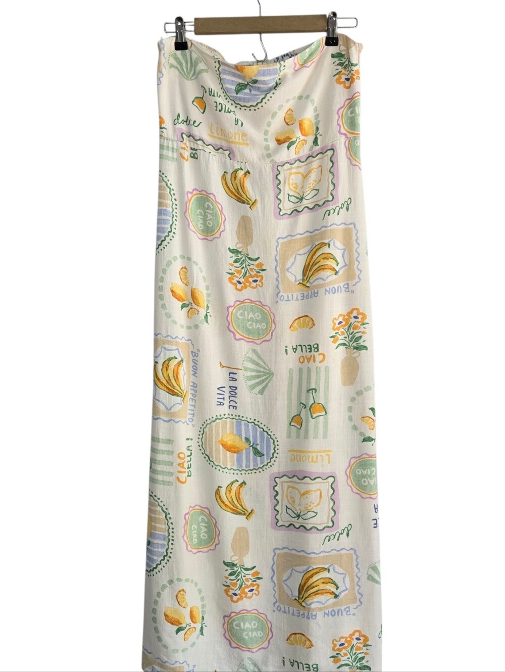 PAPER HEART Strapless Travel Print Print Slip Dress Size XL Linen Blend - Picture 4 of 13